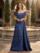 Satin Off Shoulder A Line Long Mother of the Bride Dresses with Flower