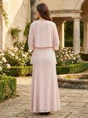 Lace Crew Neck A Line Long Mother of the Bride Dresses