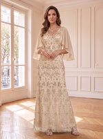 Chiffon V Neck Mermaid Long Mother of the Bride Dresses with Sequin