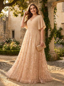 Chiffon V Neck A Line Long Mother of the Bride Dresses