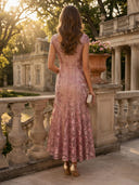 Tulle Crew Neck Mermaid Long Mother of the Bride Dresses with Flower