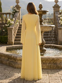 Chiffon Crew Neck A Line Long Mother of the Bride Dresses with Slit
