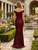 Sequin Off Shoulder Mermaid Long Mother of the Bride Dresses