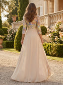 Chiffon Crew Neck Mermaid Long Mother of the Bride Dresses with Flower