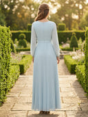 Chiffon V Neck A Line Long Mother of the Bride Dresses with Flower