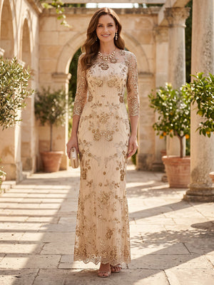 Tulle Cre Neck Mermaid Long Mother of the Bride Dresses with Bead