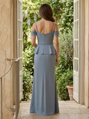Satin Off Shoulder Mermaid Long Mother of the Bride Dresses