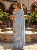 Tulle One Shoulder Mermaid Long Mother of the Bride Dresses with Flower