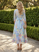 Satin V Neck A Line Long Mother of the Bride Dresses with Flower