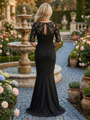 Mermaid Square Neck Half Sleeves Long Mother of the Bride Dresses