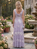A Line Cowl Neck Sleeveless Long Mother of the Bride Dresses