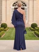 Mermaid One Shoulder Long Sleeves Long Mother of the Bride Dresses