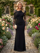 Mermaid One Shoulder Long Sleeves Mother of the Bride Dresses