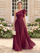 A Line One Shoulder Short Sleeves Mother of the Bride Dresses