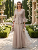 A Line V Neck Long Sleeves Mother of the Bride Dresses with Jackets