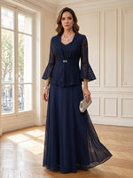 A Line V Neck Long Sleeves Mother of the Bride Dresses with Jackets