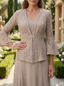 A Line V Neck Long Sleeves Mother of the Bride Dresses with Jackets