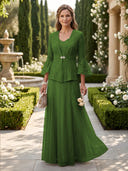 A Line V Neck Long Sleeves Mother of the Bride Dresses with Jackets