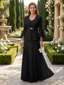 A Line V Neck Long Sleeves Mother of the Bride Dresses with Jackets