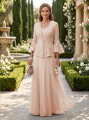 A Line V Neck Long Sleeves Mother of the Bride Dresses with Jackets