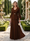 A Line V Neck Long Sleeves Mother of the Bride Dresses with Jackets