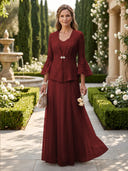 A Line V Neck Long Sleeves Mother of the Bride Dresses with Jackets