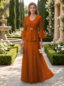 A Line V Neck Long Sleeves Mother of the Bride Dresses with Jackets