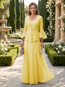 A Line V Neck Long Sleeves Mother of the Bride Dresses with Jackets