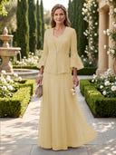 A Line V Neck Long Sleeves Mother of the Bride Dresses with Jackets