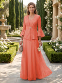 A Line V Neck Long Sleeves Mother of the Bride Dresses with Jackets