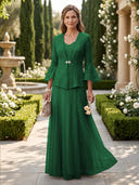 A Line V Neck Long Sleeves Mother of the Bride Dresses with Jackets