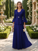 A Line V Neck Long Sleeves Mother of the Bride Dresses with Jackets