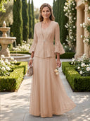 A Line V Neck Long Sleeves Mother of the Bride Dresses with Jackets