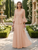 A Line V Neck Long Sleeves Mother of the Bride Dresses with Jackets