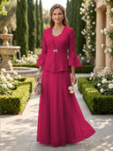 A Line V Neck Long Sleeves Mother of the Bride Dresses with Jackets