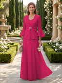 A Line V Neck Long Sleeves Mother of the Bride Dresses with Jackets