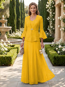 A Line V Neck Long Sleeves Mother of the Bride Dresses with Jackets