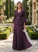 A Line V Neck Long Sleeves Mother of the Bride Dresses with Jackets