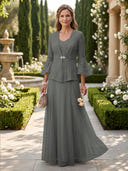 A Line V Neck Long Sleeves Mother of the Bride Dresses with Jackets