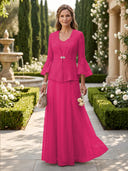 A Line V Neck Long Sleeves Mother of the Bride Dresses with Jackets