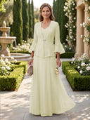 A Line V Neck Long Sleeves Mother of the Bride Dresses with Jackets