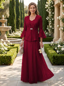 A Line V Neck Long Sleeves Mother of the Bride Dresses with Jackets