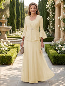 A Line V Neck Long Sleeves Mother of the Bride Dresses with Jackets