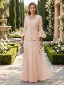 A Line V Neck Long Sleeves Mother of the Bride Dresses with Jackets