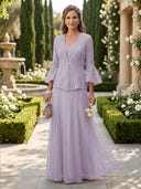 A Line V Neck Long Sleeves Mother of the Bride Dresses with Jackets