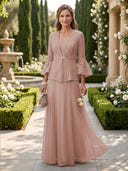 A Line V Neck Long Sleeves Mother of the Bride Dresses with Jackets