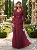 A Line V Neck Long Sleeves Mother of the Bride Dresses with Jackets