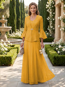 A Line V Neck Long Sleeves Mother of the Bride Dresses with Jackets