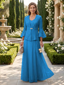 A Line V Neck Long Sleeves Mother of the Bride Dresses with Jackets