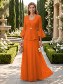 A Line V Neck Long Sleeves Mother of the Bride Dresses with Jackets